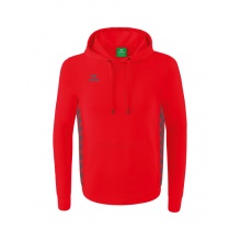 Erima Kapuzenpullover Essential Team Kapuzensweat (weiche Baumwolle, Rippbündchen) rot/grau Herren